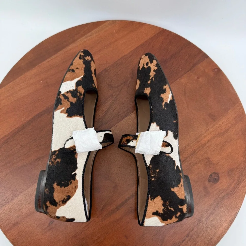 Sam Edelman Michaela Mary Jane Flats Womens Brown Cow Print Calf Hair 7 M
